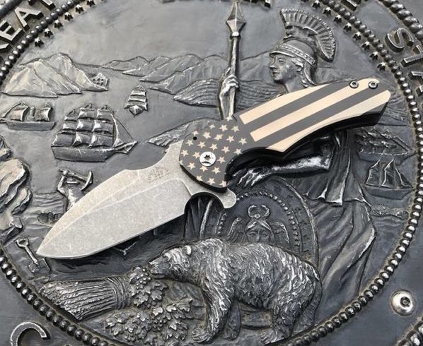 MH Rare Custom Carbon Steel Art Skinning Knife,Dagger American Flag Colors MH-42 