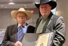 After being inducted earlier in the proceedings, Rick Dunkerley (right) inducted his good friend Harvey Dean (left).