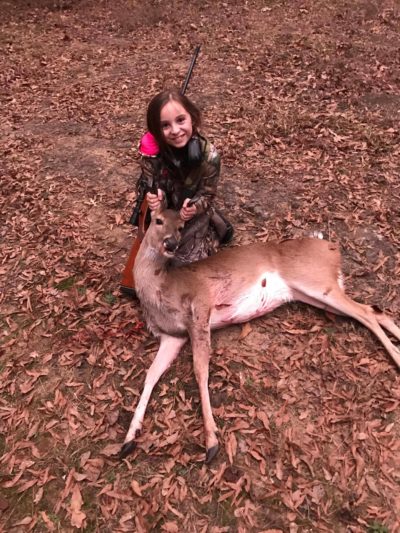 Ten-year-old Jordan Toerck not only earned her first deer, she earned a custom-made knife by her father, Bobby Toerck.