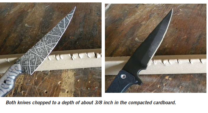 Knife test cardboard cut