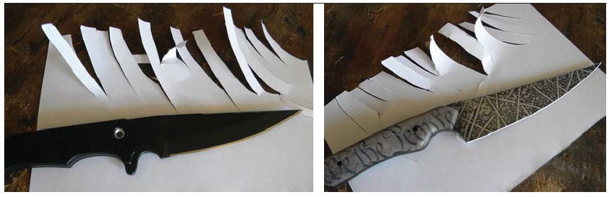 Knife test paper cut