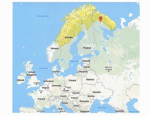 Native Scandinavians roamed the areas in yellow, approximated on this map.
