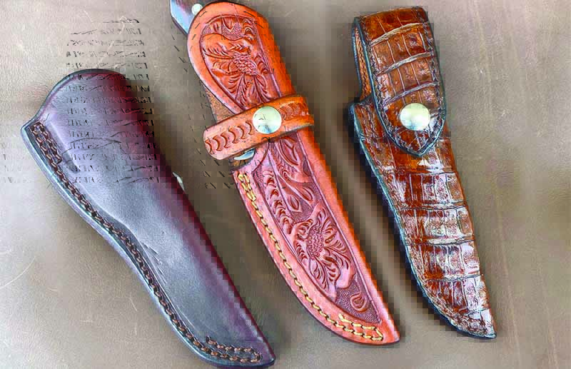 LEATHER BELT SHEATH to Fit 4" Blade Hunting Knives 