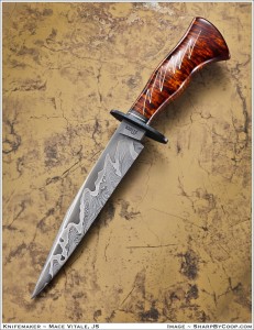 Juried by ABS master smith Mace Vitale, maker of this damascus dagger, the Art of the Knife will run July 10-Aug. 18.