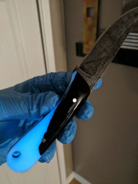 Randy Madan made this glow-in-the-dark-handled knife for this father. 