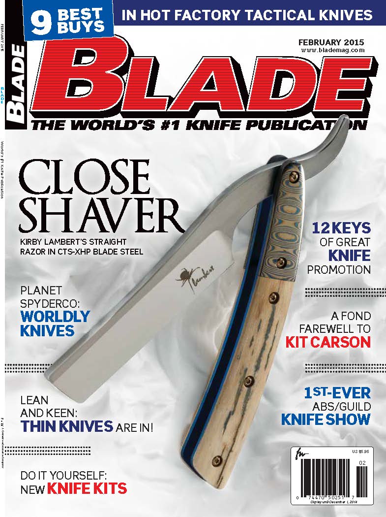 Stubble is no trouble with Kirby Lambert's straight razor, on the cover of the latest BLADE® and on newsstands NOW!