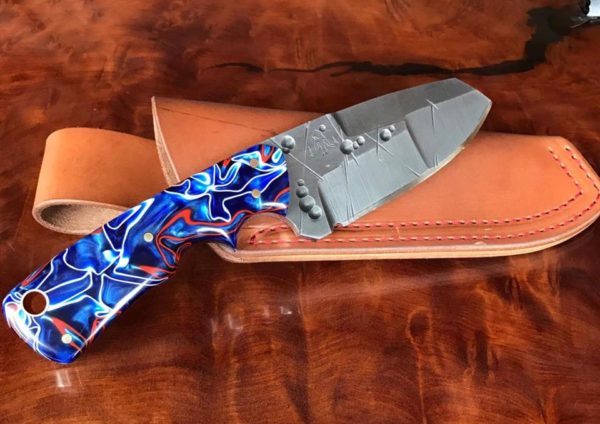 Mammoth Creek Knives offers a triple-grind cleaver with Kirinite Patriot scale handle.