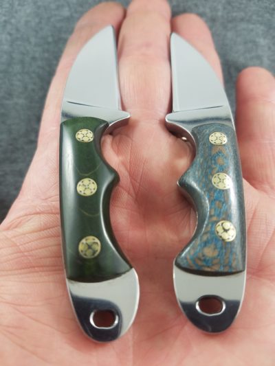 It was the green that first attracted Spencer Aplin's attention in these Pete Sloan knives. He knew his wife would love it.