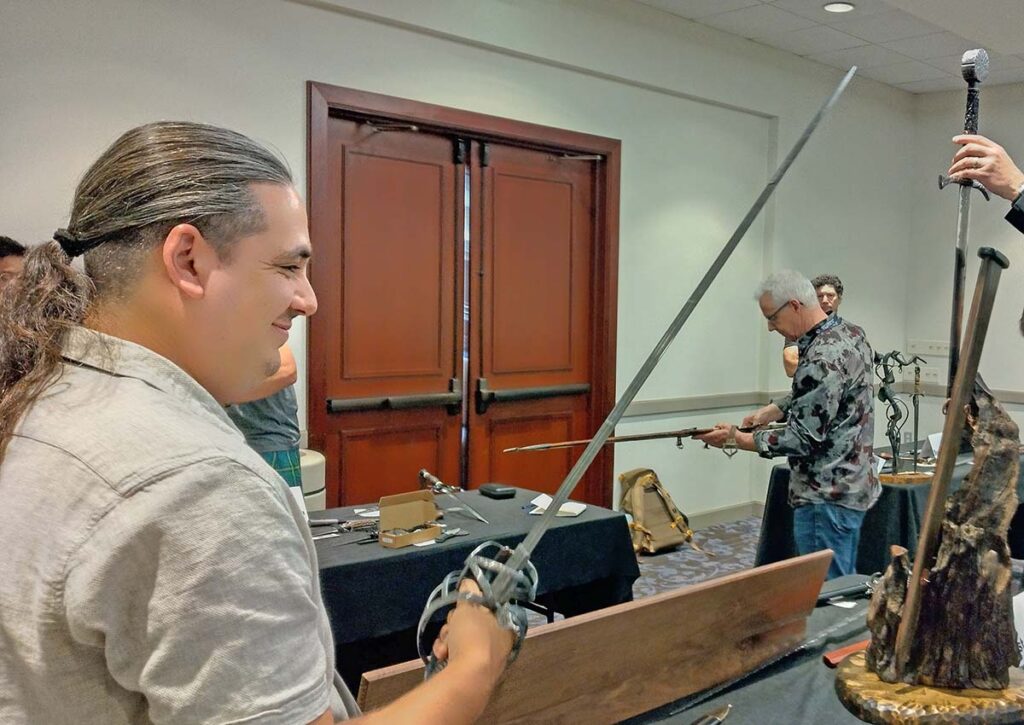 The judges will have their hands full during the custom knife judging competition.