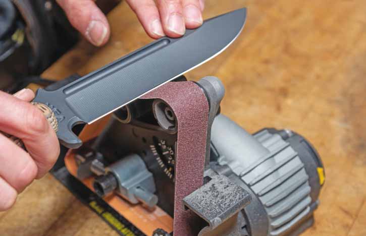 The Work Sharp Ken Onion Elite sharpener is pretty much a downsized version of a larger and much more  expensive 2x72 slack belt grinder used by many knifemakers. 