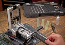 The Work Sharp Professional Precision Adjust Elite Sharpener features an adjustable angle system from 15 to 30 degrees to customize your knife’s sharpness to your needs. (Work Sharp image)