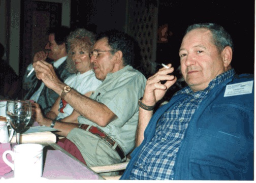 From the right, Bob Loveless, J.W. Denton and Myra and Durvyn Howard enjoy a dinner after a day on the BLADE Show floor. The show is as much a social gathering as it is an industry event. (John Denton image)