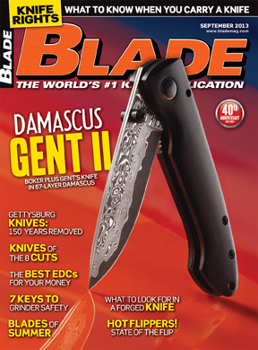 The Boker Plus Damascus Gent II graces the cover of the new BLADE®.