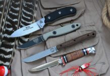 TOPS Knives Bird and Trout Knife, ESEE Knives CR2.5, White River Knife & Tool Exodus 3 and Case Mini Finn