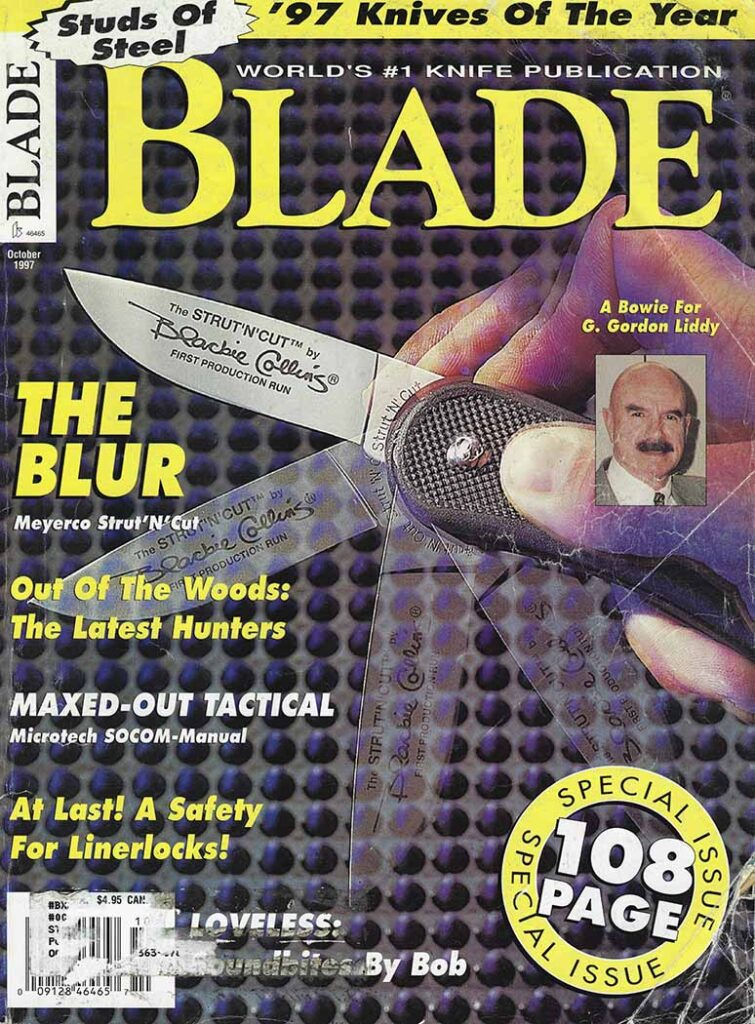 Blackie Collin's Knife on cover of blade