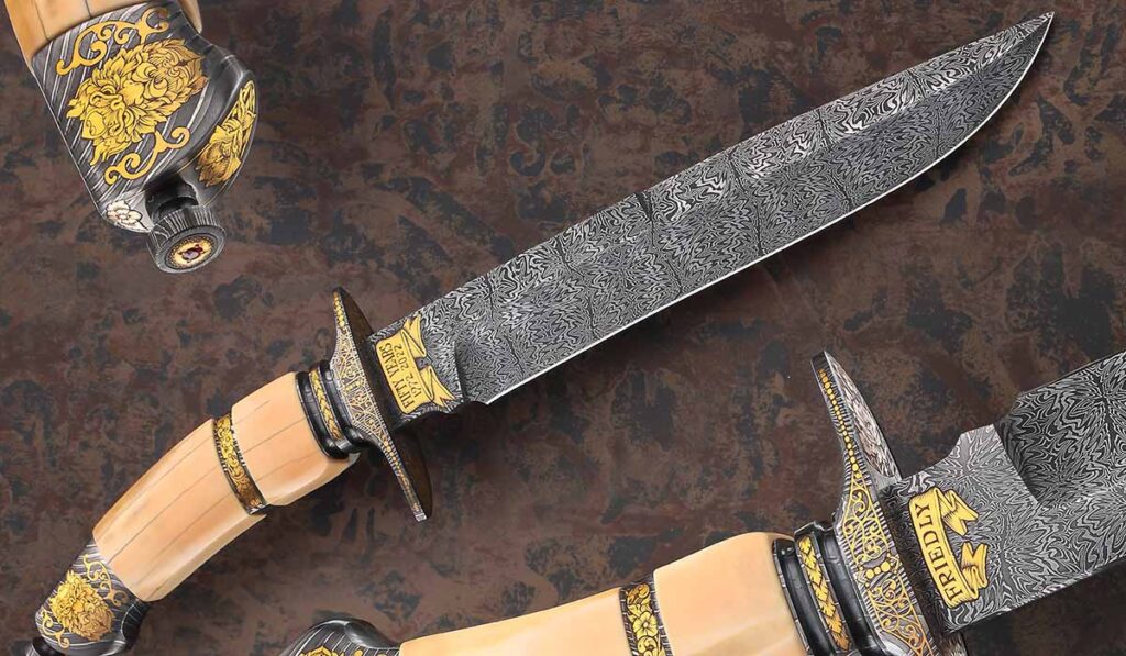 Dennis Friedly knife celebrating his 50th year of knifemaking