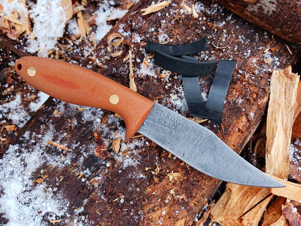 With the pronounced clip-point blade, it’s easy to see the Bowie influence on the GT-EDC from Bear Forest Knives. Would a Bowie-inspired EDC be on Jim’s hip?