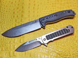 The author’s resulting “builds” of the Medford Knife & Tool’s TFF-4 (bottom) and the Architect Knives AK 5.5 (top) look good.