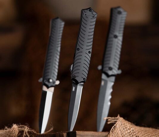 CRKT Xolotl (left) folder, OTF and fixed.