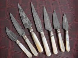 Cool Customs: Kevin Casey’s Little Feather Knives Kevin Casey mother of pearl handle knives