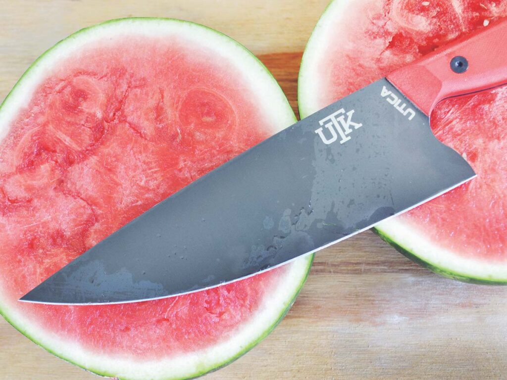The Meat Dad is large enough to tackle a watermelon in a straight cut.