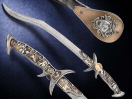 Jon Christensen was commissioned to create the Guardian Sword, a project that retells the Greek myth of Perseus and Medusa in engraved iron panels and a bronze shield on the handle. The project took an estimated 4,000 hours to complete.