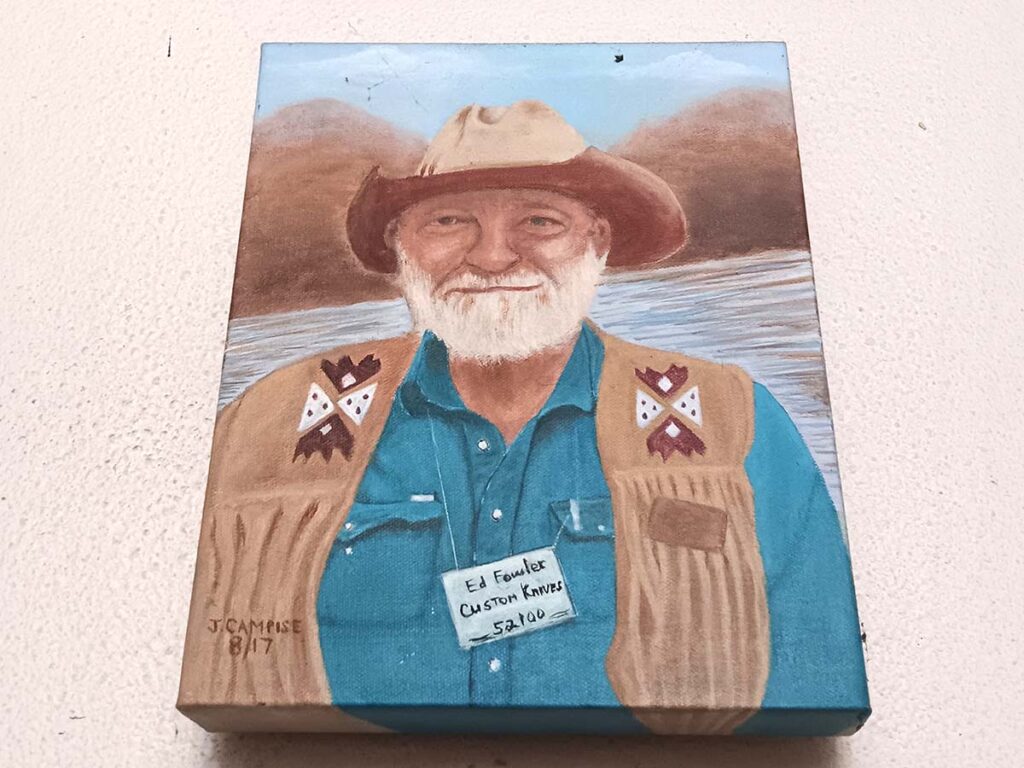 A portrait of Ed by his good friend and knife collector Joe Campiese. The knifemaker built a dedicated following among many collectors.