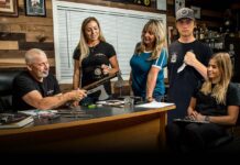 The Emerson brand goes much deeper than knives. From left: Ernest, Megan, Mary, Lucas and Rachel.