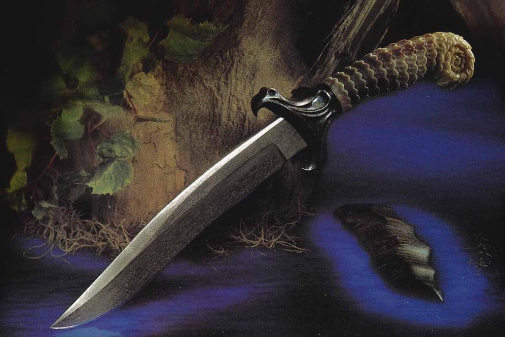 Kemal's pivotal knife was a dragon-handle damascus model