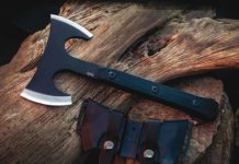 The twin edges of the APOC Double Mukk grants the hatchet additional versatility, as one side is fl at ground for delicate carving tasks. The other side is convex ground to better slam through tough cutting jobs.