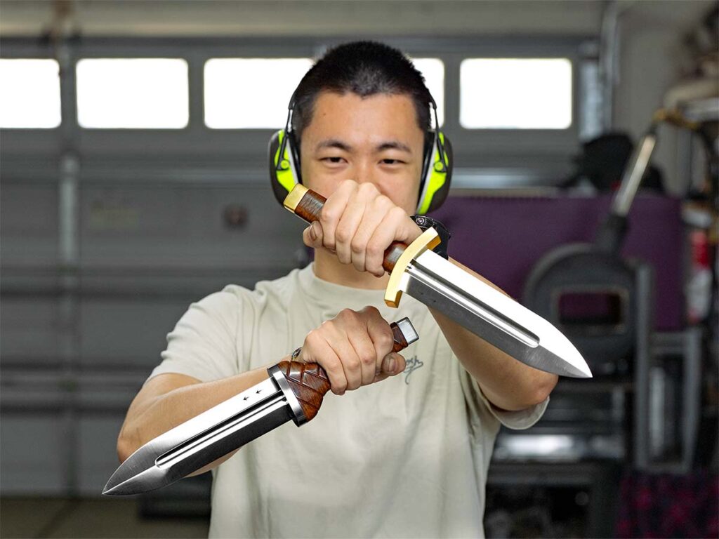 Hu estimates he put two weeks of work into his rendition of Thorfinn’s daggers. In the end, the project was a labor of love, with Hu compensating himself by keeping the daggers. (Jesse Hu image)