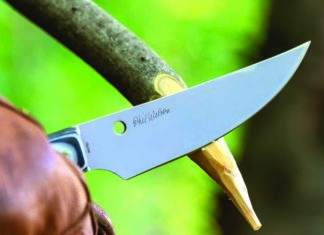 Avid outdoorsman/custom knifemaker Phil Wilson designed the Spyderco Bow River.  The trailing-point blade has a gentle sweeping belly that slices with abandon, along with a mirror-like finish that cleans up quickly and easily. Overall length: 8.1 inches.