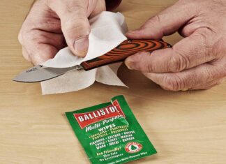 Ballistol multipurpose oil wipes to prevent rust on knives