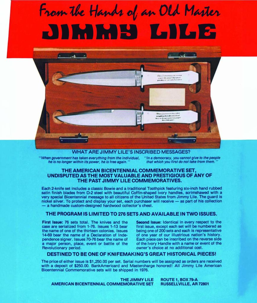 Jimmy Lile produced 276 bicentennial sets. The first run of 76 featured historic inscriptions: colonies (1-13), Declaration signers (14-69) and Revolutionary icons or battles (70-76). The second identical run was numbered 1-200 to mark each year of American independence.