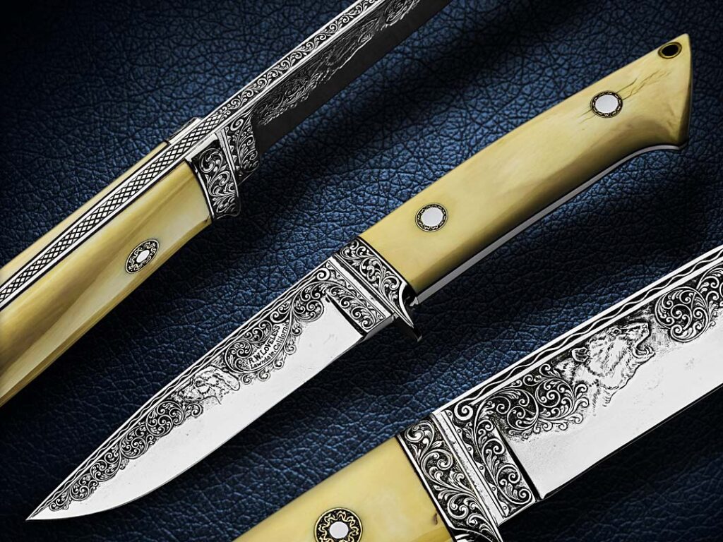 David Crosby owned this ivory-handled Loveless utility knife fully engraved by H.H. Frank. According to John Denton, it sold for $22,000 a few years ago. (Cory Martin image)