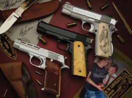 The pistols customized by legendary knifemaker Bob Loveless.