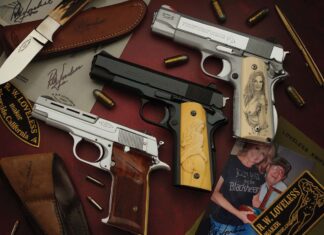 The pistols customized by legendary knifemaker Bob Loveless.