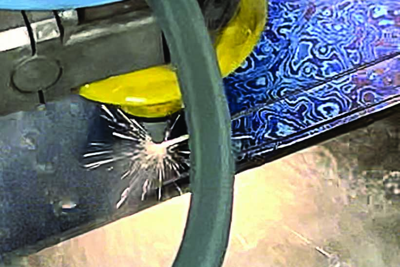 A waterjet machine uses a high-pressure stream of water and abrasives to cut profiles in flat stock.