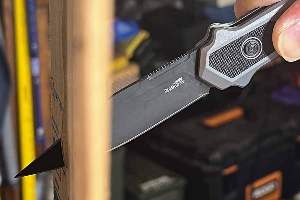 Kershaw Launch 17’s clip-point blade in MagnaCut