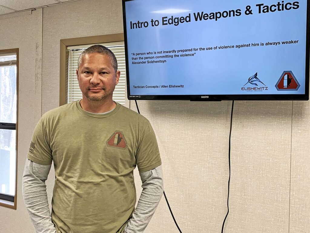 Allen Elishewitz has made and designed award-winning tactical and other hi-tech folding knives since 1988.