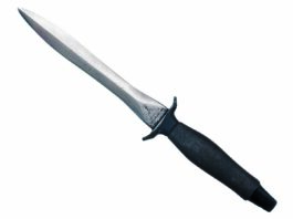 Designed by Clarence “Bud” Holzmann, the Gerber MK II gained legendary status during the Vietnam War and is still highly sought after today. Its defining feature was its wasp waist, a design adding to its penetration prowess. (Rock Island Auction Company image)