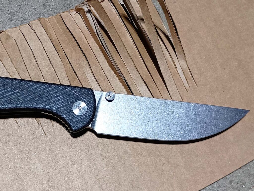 The MKC knife was very aggressive through double-wall cardboard and proved very controllable. The edge almost seemed to get sharper the longer it cut through the material.