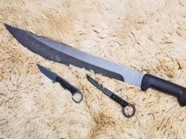 Catchy Names On Great Knives Call them by their names, clockwise from top: Rude Boy from Condor Tool & Knife, Stabby Guy by RMJ Tactical and Jank Shank S by Toor Knives.