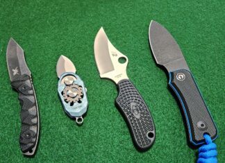 Neck Knives Review: Hackle Raising, Slight EDC Options Neck knives offer a twist on EDC carry. The neckers we reviewed, from left, include Skallywag black MK2, Ketuo Beetle, Spyderco Ark and the Civivi Baby Banter.