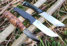 From left: Kellam Hawk, APOC Wallace Large Puukko and Condor Tool & Knife Survival Puukko.