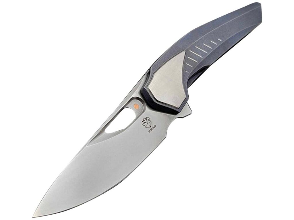 The VK-Zame—aka Shark—in M398 stainless steel and titanium was among the knives Poikilo Blade debuted at the BLADE Show. MSRP: $580-$600. Available to the public: August/September. (Poikilo Blade image)