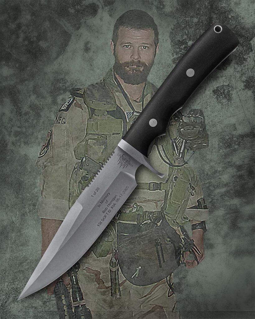 John Horrigan will auction off Serial No. 1 of a special series of 20 knives this coming Veteran’s Day in memory of the 20th anniversary of his twin brother Bob’s death in action in Al Qaim, Iraq. (Jocelyn Frasier image)