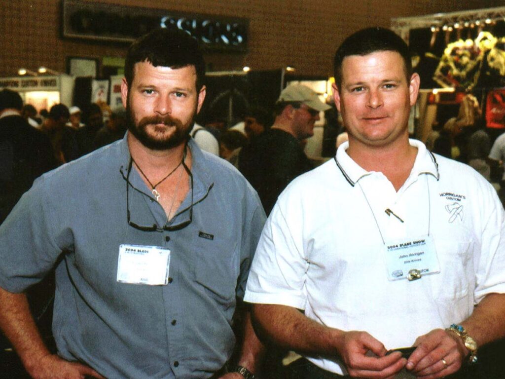 Robert (left) and John Horrigan enjoy the 2004 BLADE Show.