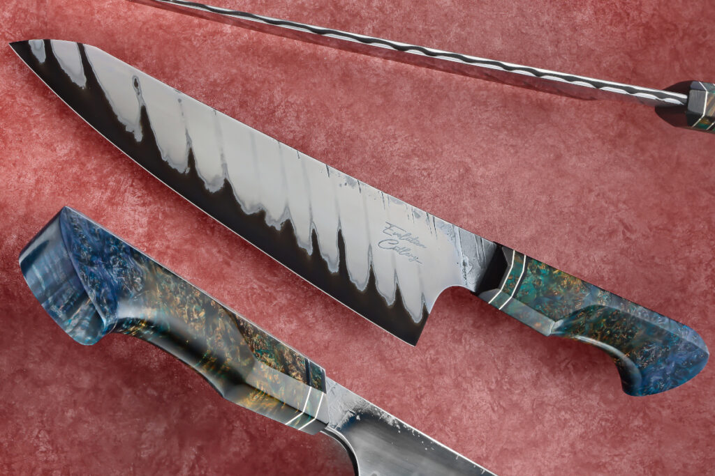  The backyard isn’t exactly part of the house, but that doesn’t exempt it from being a part of the author’s imaginary knife journey. If you have a standard grill, consider something like a san-mai brisket slicer from Dan Tompkins. (SharpByCoop image)