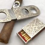Room cigar cutter and flask set